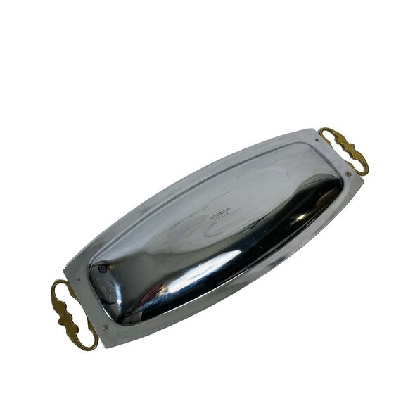 Kromex USA Bread Tray Serving Platter 17 in Brass Handles Special Event Catering - Picture 3 of 9